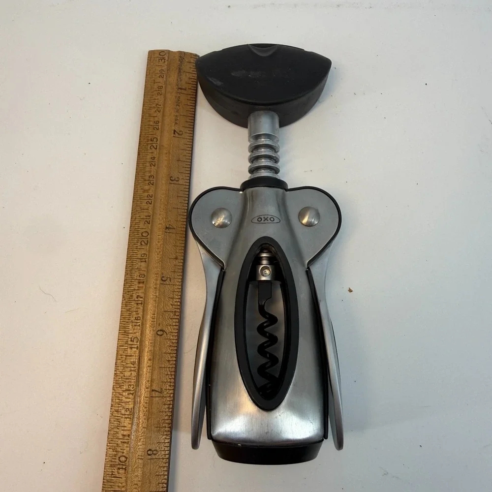 OXO Softworks Corkscrew Wine Opener Winged Silver Seal Opener on‎ Top Heavyduty